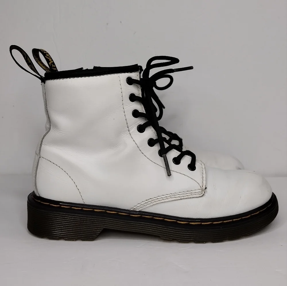 Dr Martens 1460 J White Lace Up Combat Boots Sz 3